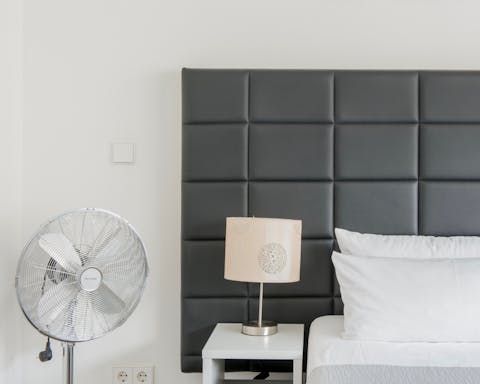 The stylish leather-like headboard