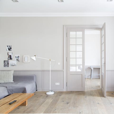 The beautiful wood flooring