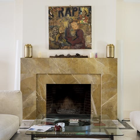 Curl up in front of the fireplace