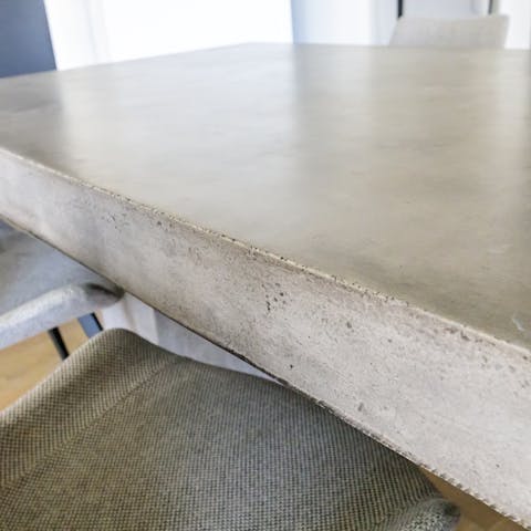 This massive concrete dining table