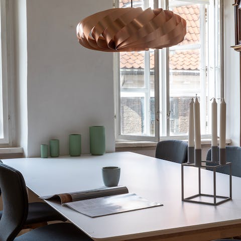 The bright dining area