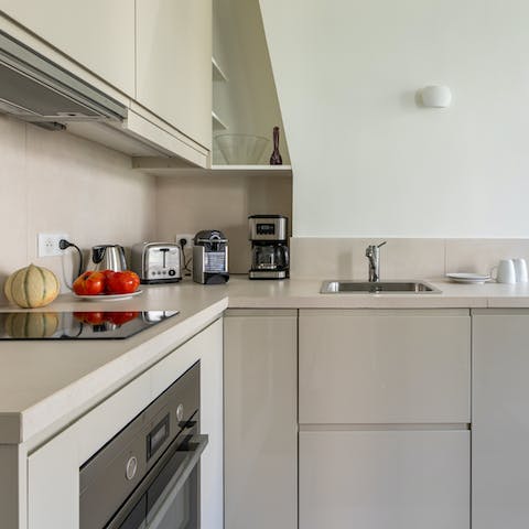 Practical kitchen with Nespresso machine