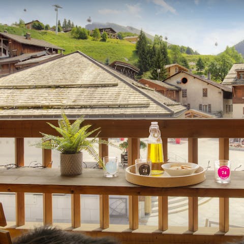 Admire the views from the small balcony