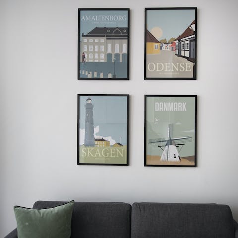 Funky posters in the living room