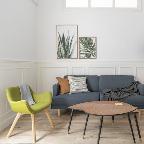 Relax and unwind in the comfortable living area after a day of exploring Barcelona