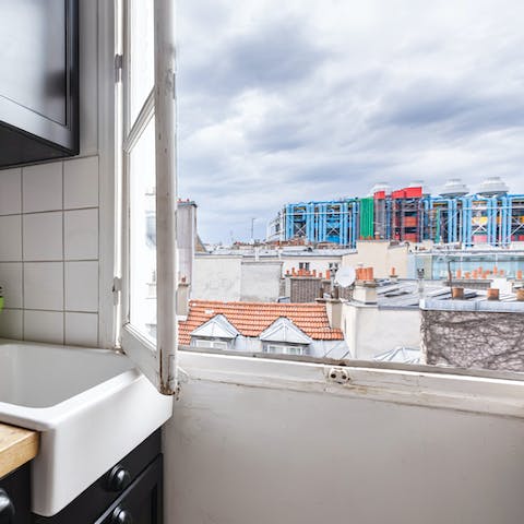 Pompidou view from the kitchen