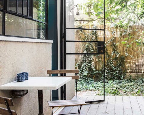 Enjoy your morning coffee in the private garden