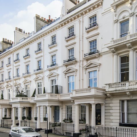 The elegant stucco facade