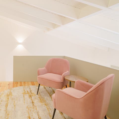 Curl up with a book in the stylish mezzanine space