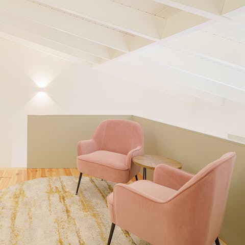 Curl up with a book in the stylish mezzanine space