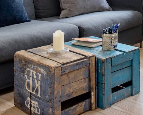 These vintage beer crates turned coffee tables