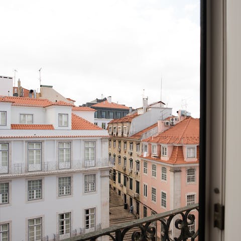 The balcony spanning the building