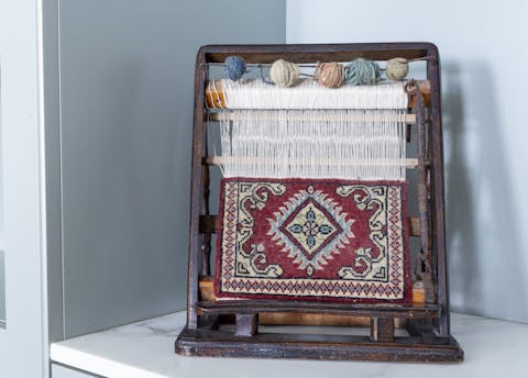 A vintage loom on display