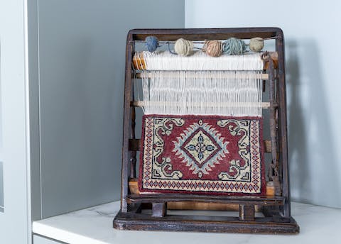 A vintage loom on display