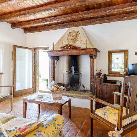Curl up by the fireplace with a good book and a glass of Italian wine
