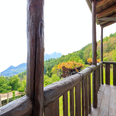 Sip your morning coffee on the main bedroom's balcony while enjoying striking lake and mountain views