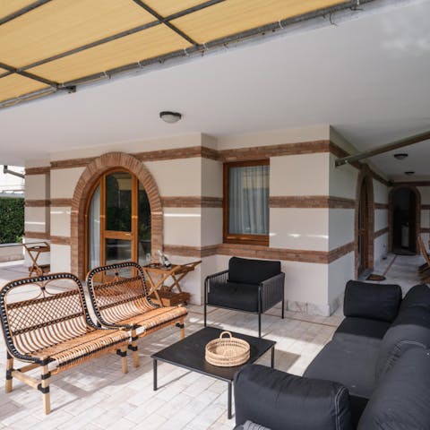 Come together for drinks and nibbles on the terrace