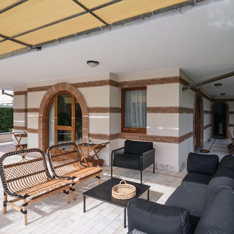 Come together for drinks and nibbles on the terrace