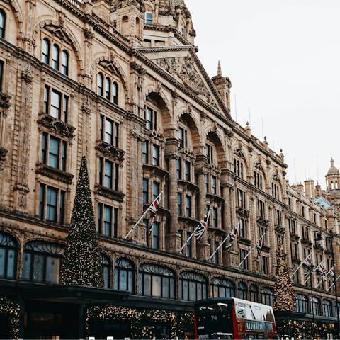 Spend your day shopping at the iconic Harrods, less than a ten-minute walk away