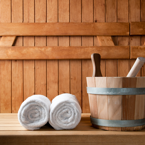 Detox in the sauna after using the home's gym equipment