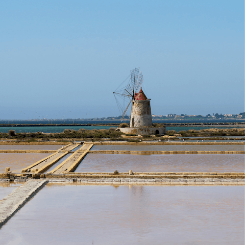 Explore the beautiful coastal town of Trapani, a twenty-three-minute drive away