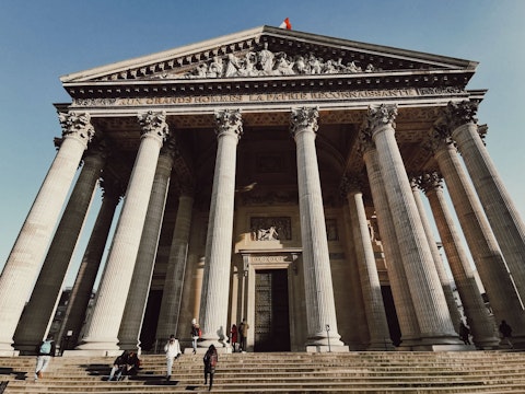 Marvel at the Panthéon's neoclassical dome, a twenty-two-minute walk