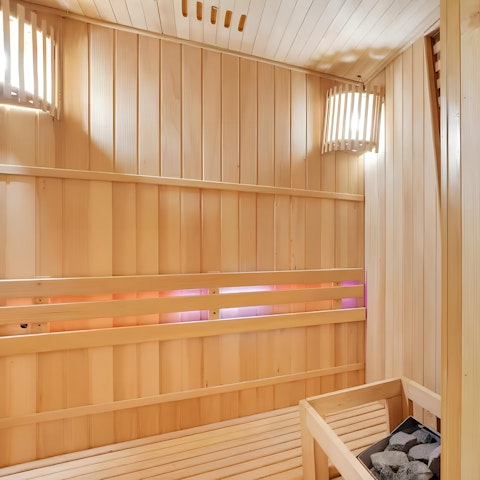 Unwind in the apartment sauna after a day on the go