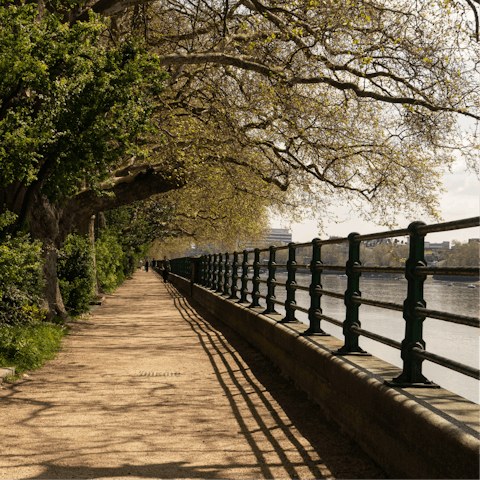Begin your stay with a leisurely riverside stroll in Fulham