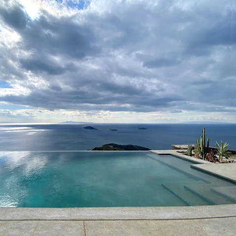 Swim in the saltwater infinity pool to beat the Greek heat