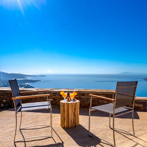 Sip cocktails on the terrace as you drink in the sea views