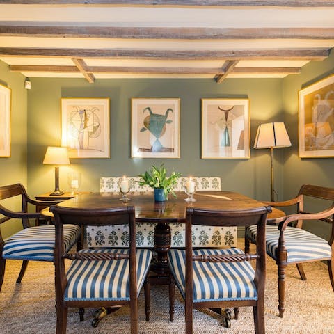 Enjoy a leisurely meal with your guests at the dining table