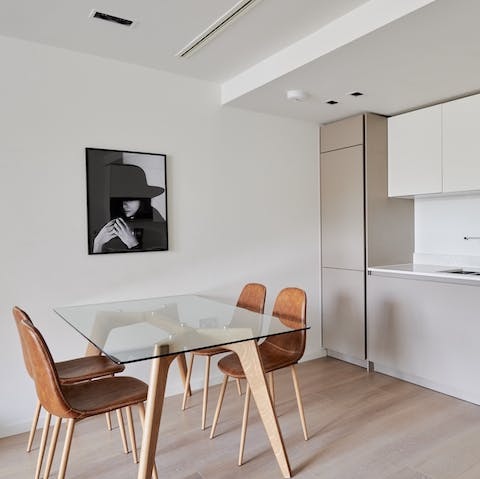 Fuel up a full English breakfast in the sleek kitchen