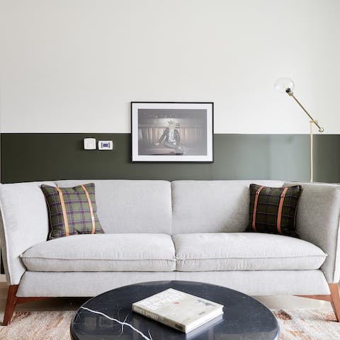 Relax in the living room after a long day out in London