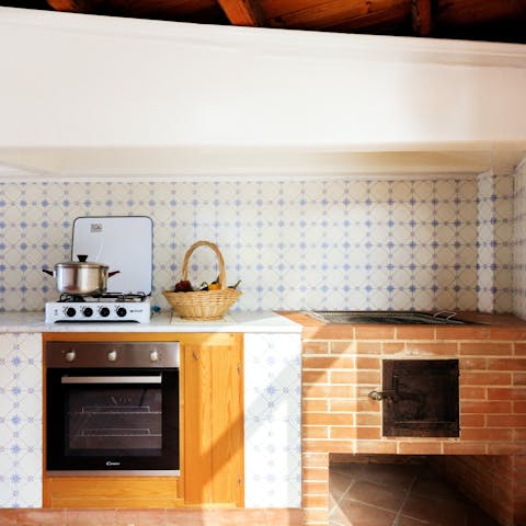 Prep an alfresco feast in the outdoor kitchen