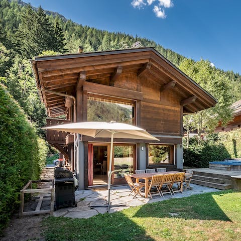 Stay in a modern but traditional wooden chalet with the forest as its backdrop