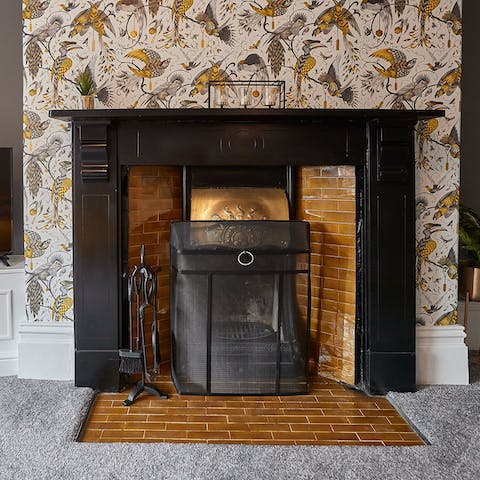 Warm up after a day on the Yorkshire coastline in front of the fireplace