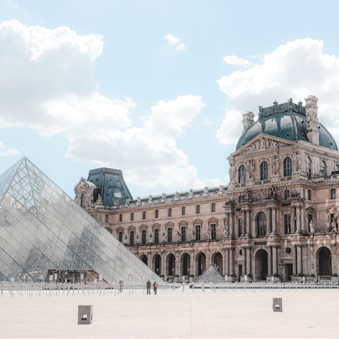 Spend hours wandering the halls of the Louvre, a fourteen-minute walk away