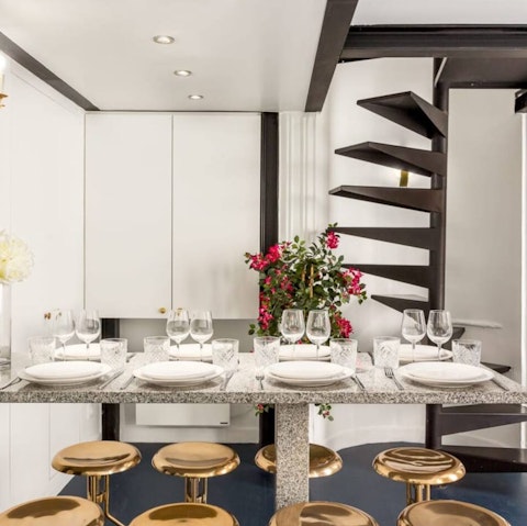 Gather round the stylish kitchen table for home-cooked meals together