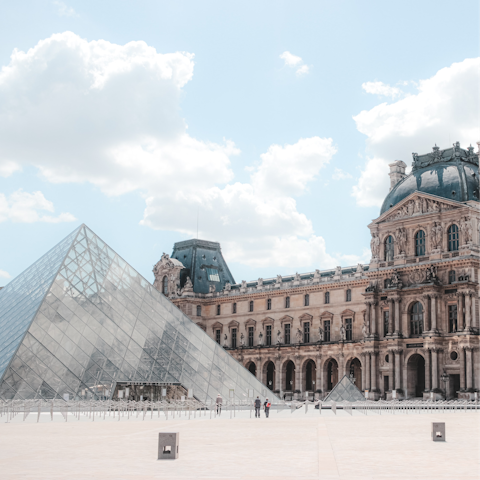 Explore the artworks at the Louvre Museum, just over a ten-minute walk away