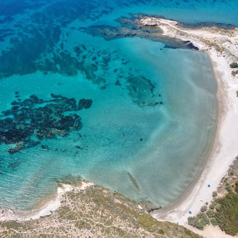 Spend a day on the sands of Limnos Marina, it's a short walk away