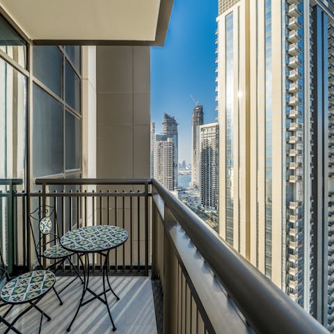 Enjoy the sunning city views from your private balcony