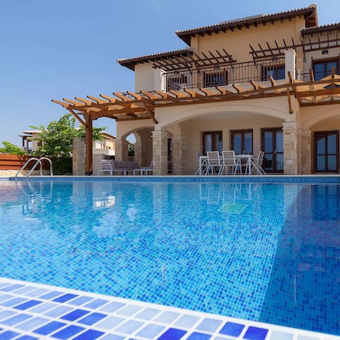 Enjoy afternoon swims in the sparkling private pool