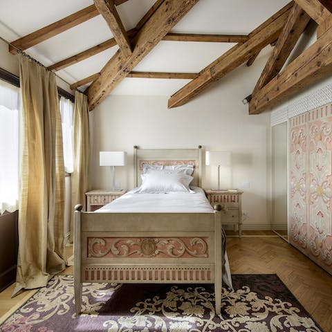 Take in the home's character features as you nod off