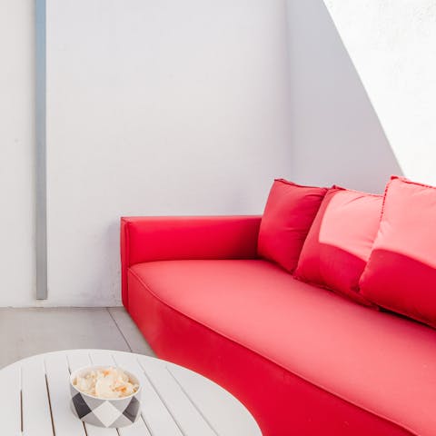 Read a book in the master bedroom's peaceful courtyard