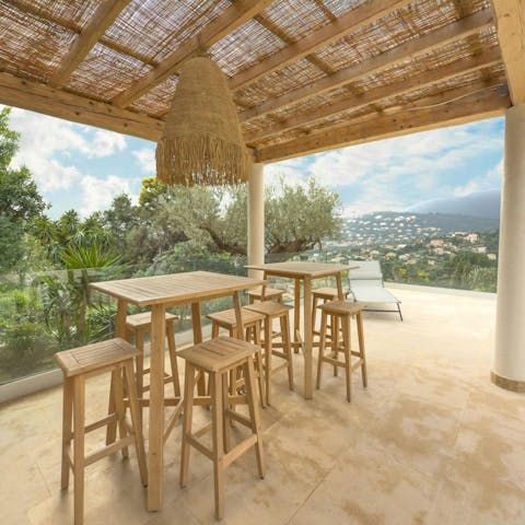 Gather for evening drinks and alfresco dining on the terrace