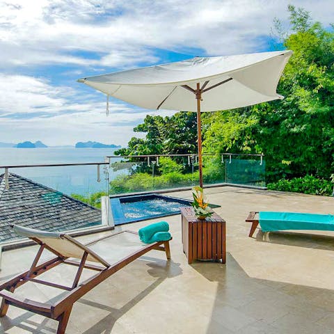Sip a cocktail while lounging in the plunge pool