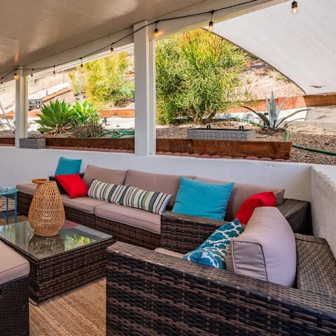 Lounge outdoors with a book or a glass of wine
