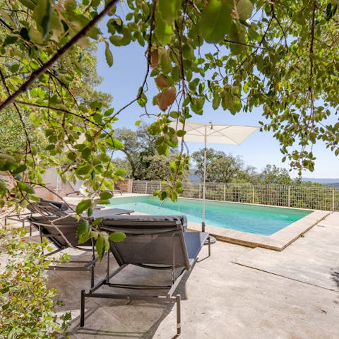 Swim laps of the private pool while admiring the view