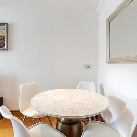 Enjoy a meal and digest the day at the dining table