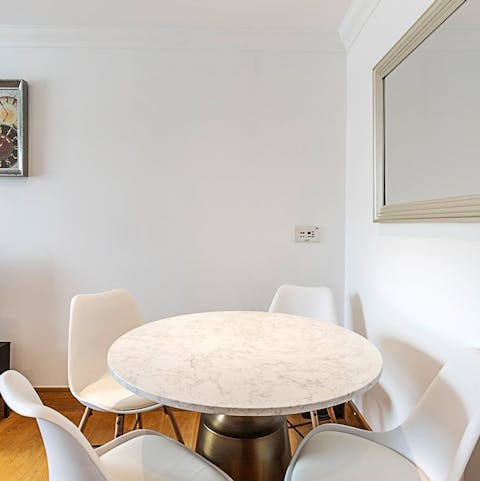 Enjoy a meal and digest the day at the dining table